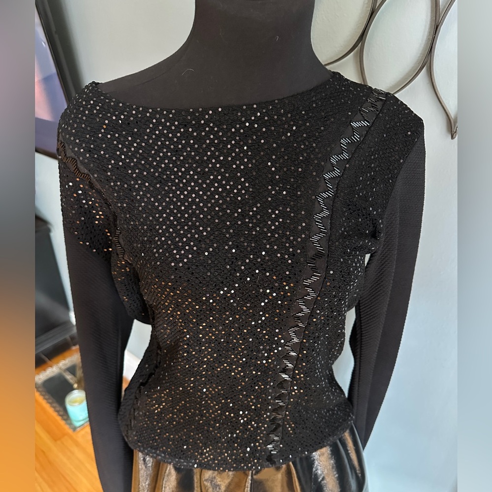 E&R Originals Blac Sequin Vintage Sweater Women’s Medium Holiday Retro Glam 80's
